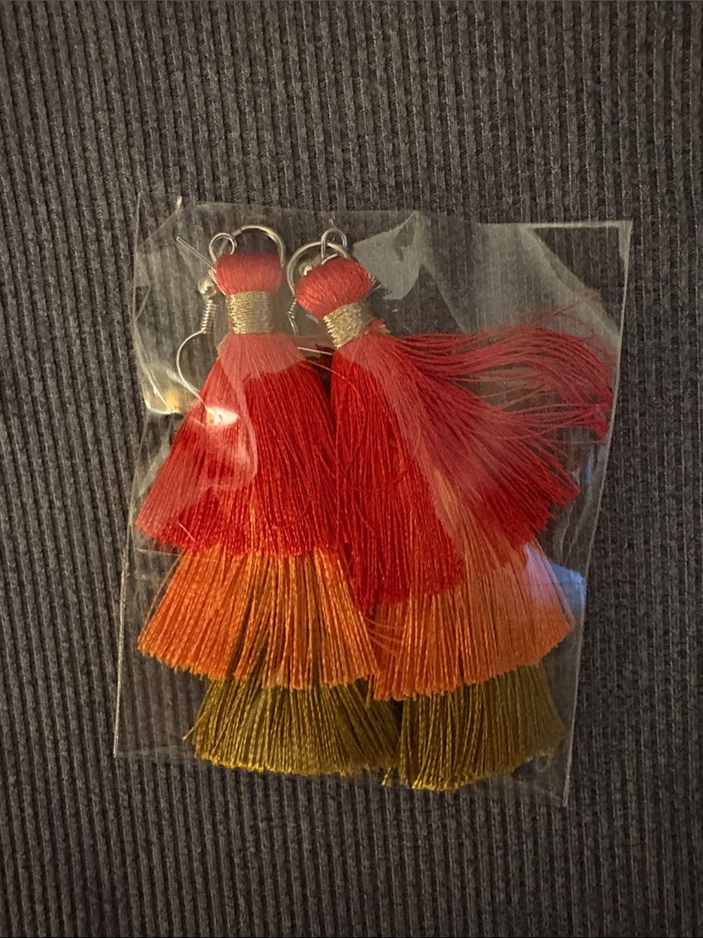 Tiered Red-Orange-Tan Tassel Earrings - Women Accessories